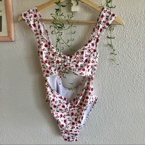 Floral Cut Out One Piece Swimsuit